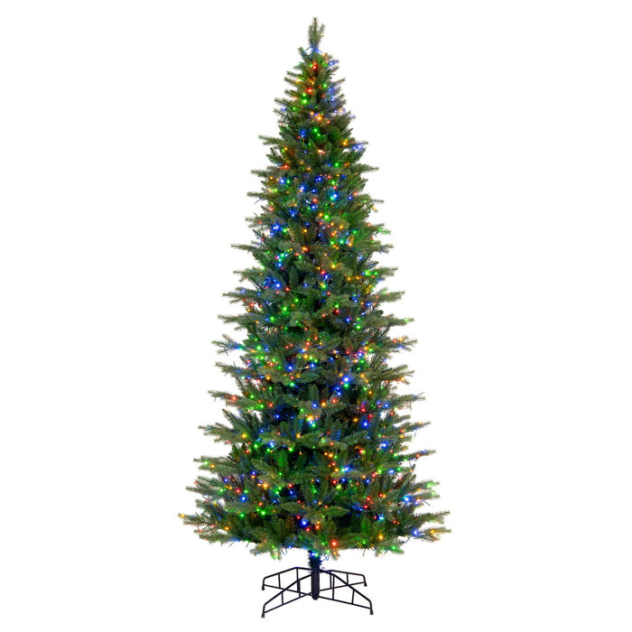 10'Hx56"W PE Slim Balsam Spruce Artificial Christmas Tree, Micro LED Pre-Lit (Multi-Mode) -Green - K186288LEDCC