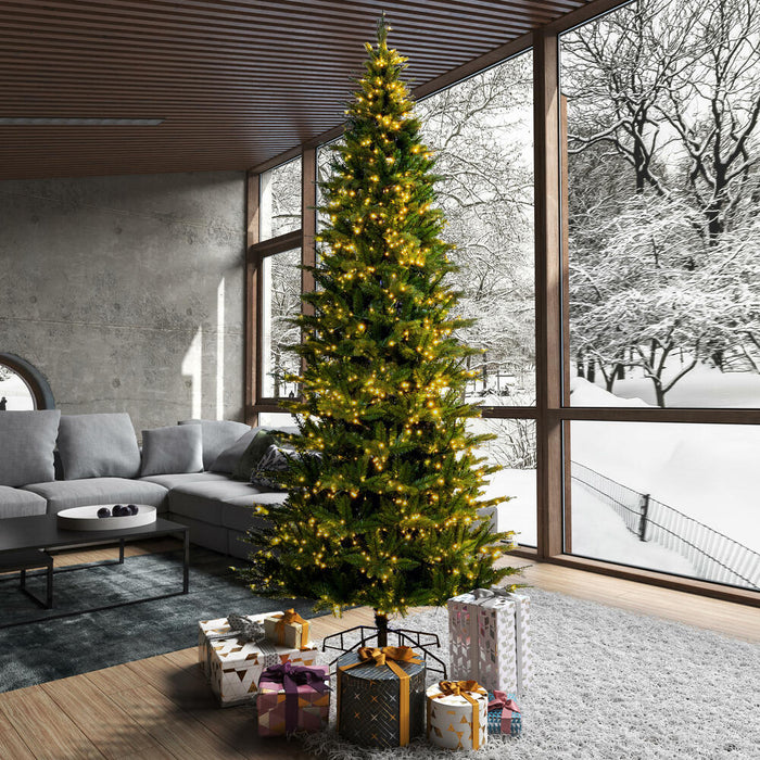 9'Hx52"W PE Slim Balsam Spruce Artificial Christmas Tree, Micro LED Pre-Lit (Multi-Mode) -Green - K186283LEDCC
