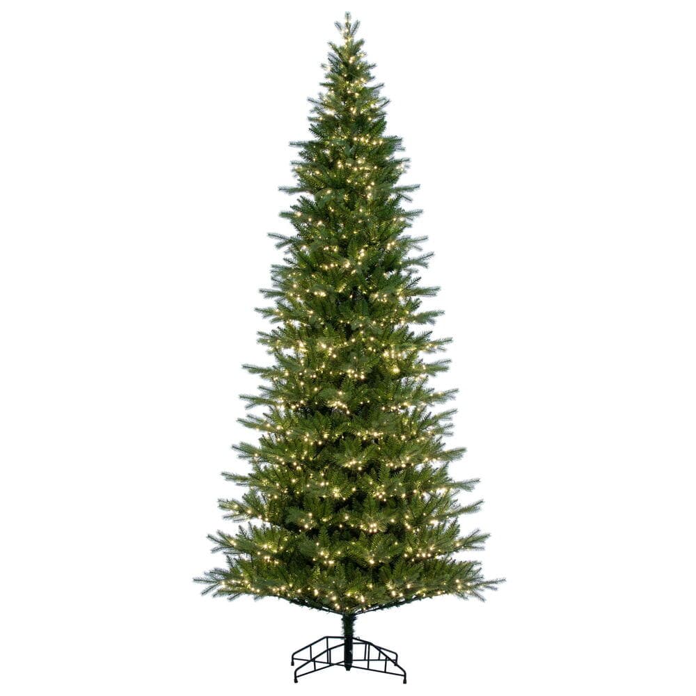 9' PE Slim Balsam Spruce Artificial Christmas Tree, Micro LED Pre-Lit ...