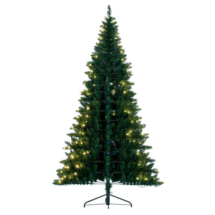 7'6"Hx50"W Half-Tree/Wall Chapel Pine Artificial Christmas Tree, LED Pre-Lit -Green - K193176LED