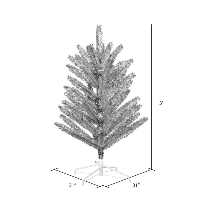 3'Hx31"W Vintage Aluminum Pine Artificial Christmas Tree, Unlit -Silver - K196330