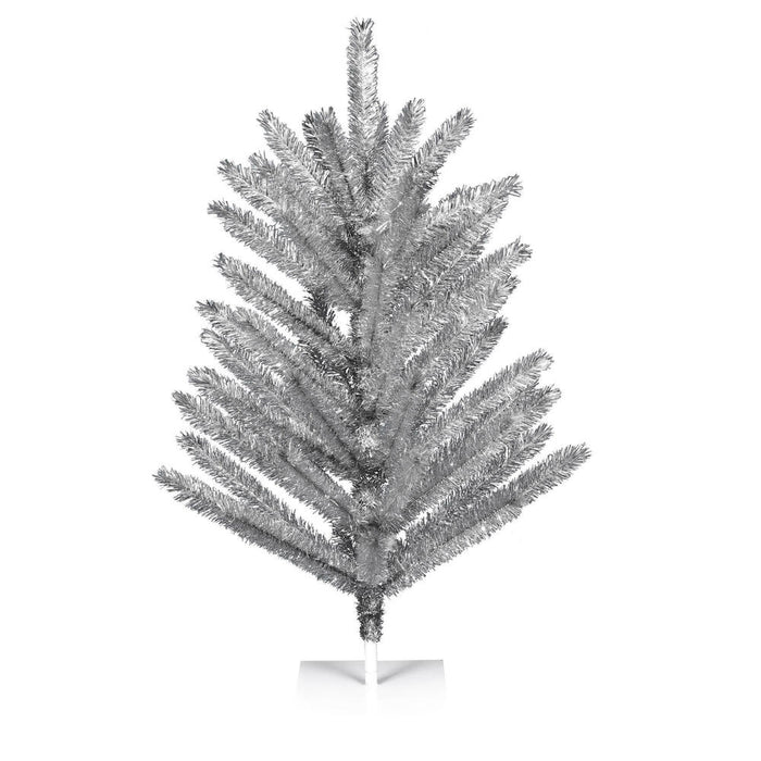 3'Hx31"W Vintage Aluminum Pine Artificial Christmas Tree, Unlit -Silver - K196330