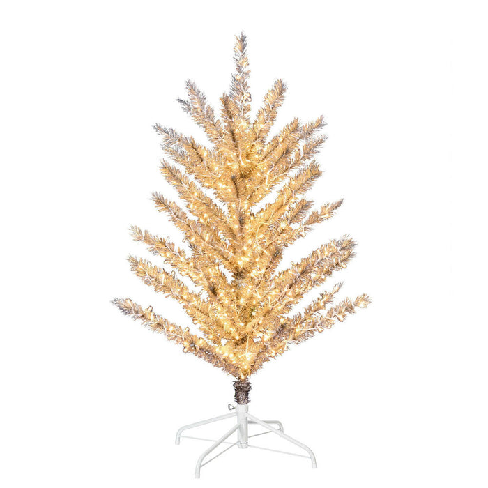 3'Hx31"W Vintage Aluminum Pine Artificial Christmas Tree, Micro LED Pre-Lit -Silver - K196331LED