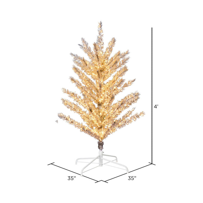 4'Hx35"W Vintage Aluminum Pine Artificial Christmas Tree, Micro LED Pre-Lit -Silver - K196341LED