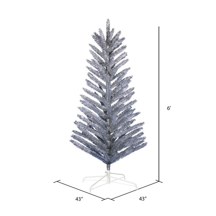 6'Hx43"W Vintage Aluminum Pine Artificial Christmas Tree, Unlit -Silver - K196360