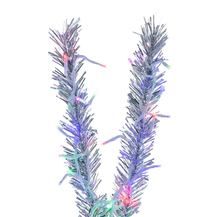 4'Hx35"W Vintage Aluminum Pine Artificial Christmas Tree, Micro LED Pre-Lit (Multi-Mode) -Silver - K196343LEDCC