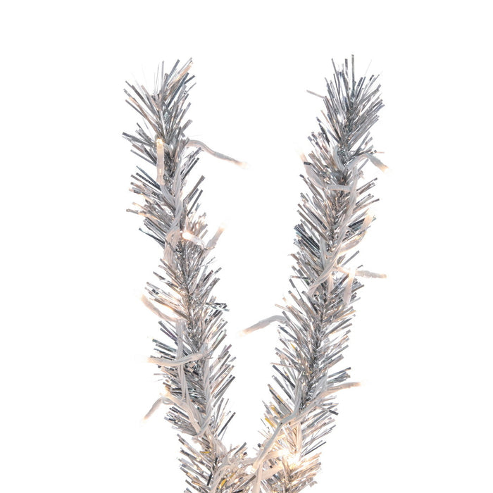 3'Hx31"W Vintage Aluminum Pine Artificial Christmas Tree, Micro LED Pre-Lit (Multi-Mode) -Silver - K196333LEDCC