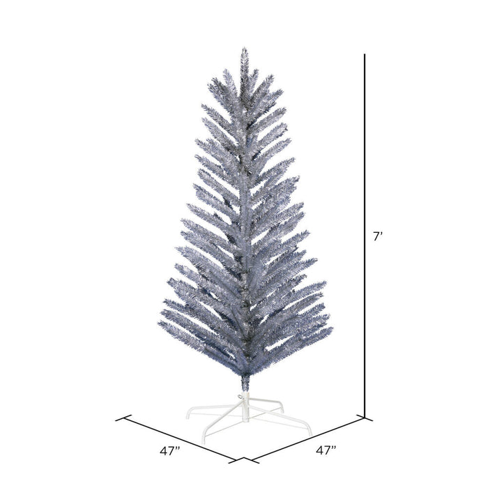 7'Hx47"W Vintage Aluminum Pine Artificial Christmas Tree, Unlit -Silver - K196370