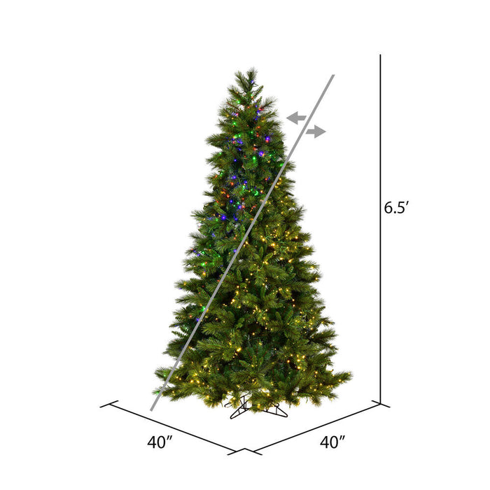 6'6"Hx40"W PE Brighton Pine Artificial Christmas Tree, LED Pre-Lit (Multi-Mode) -Green - K201266LEDCC