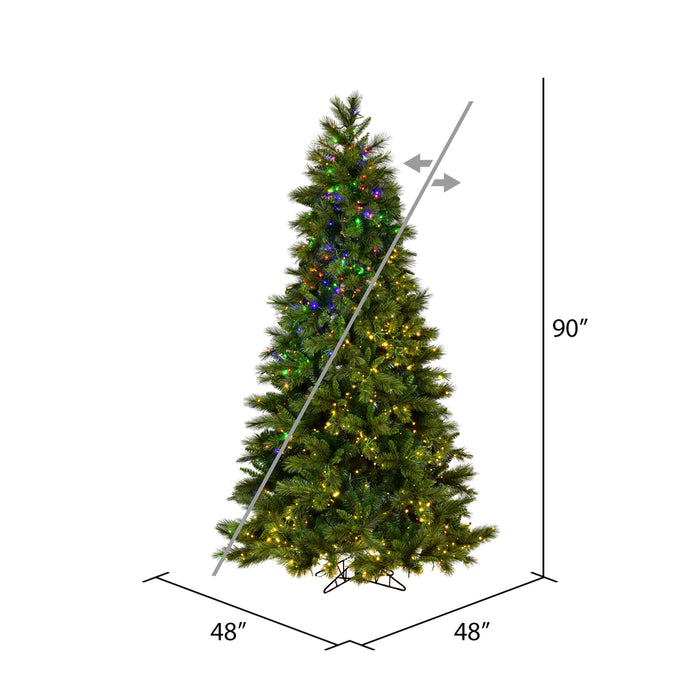7'6"Hx48"W PE Brighton Pine Artificial Christmas Tree, LED Pre-Lit (Multi-Mode) -Green - K201276LEDCC