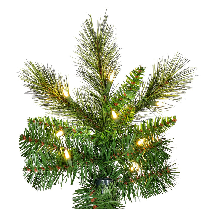 6'6"Hx40"W PE Brighton Pine Artificial Christmas Tree, LED Pre-Lit -Green - K201266LED