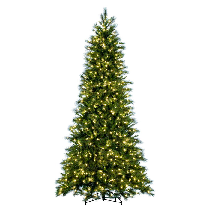 12'Hx73"W PE Brighton Pine Artificial Christmas Tree, LED Pre-Lit -Green - K201291LED