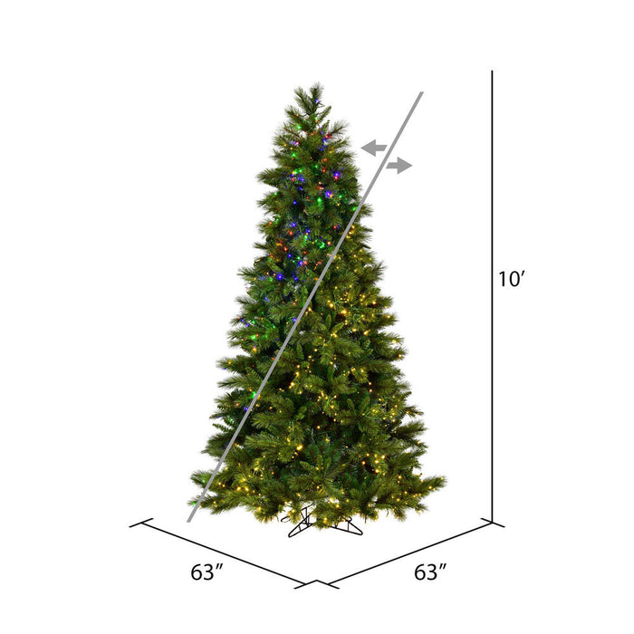 10'Hx63"W PE Brighton Pine Artificial Christmas Tree, LED Pre-Lit (Multi-Mode) -Green - K201286LEDCC