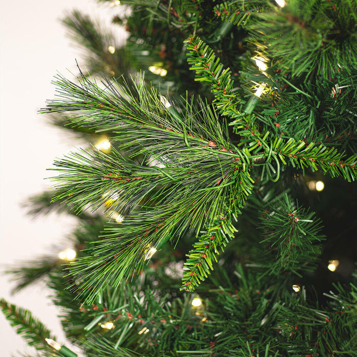 12'Hx73"W PE Brighton Pine Artificial Christmas Tree, LED Pre-Lit (Multi-Mode) -Green - K201291LEDCC