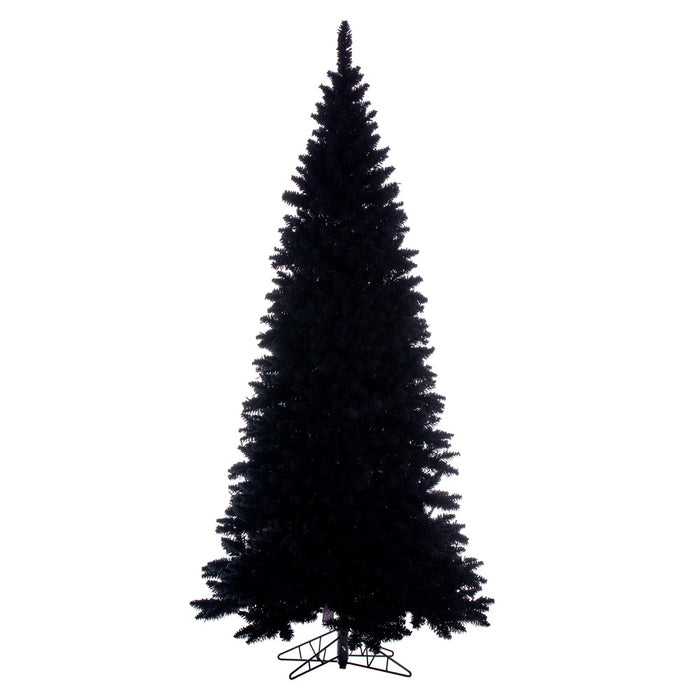 7'6"Hx35"W Flocked Slim Fir Artificial Christmas Tree, Unlit -Black - K221575