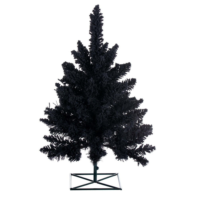 3'Hx25"W Flocked Fir Artificial Christmas Tree, Unlit -Black - K221630
