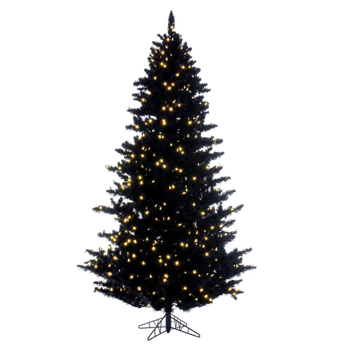 9'Hx62"W Flocked Fir Artificial Christmas Tree, LED Pre-Lit -Black - K221681LED