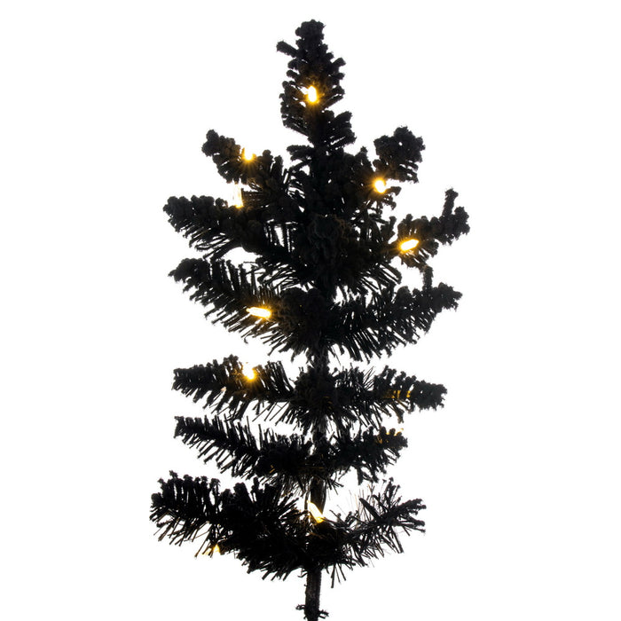 9'Hx62"W Flocked Fir Artificial Christmas Tree, LED Pre-Lit -Black - K221681LED