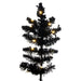 7'6"Hx53"W Flocked Fir Artificial Christmas Tree, LED Pre-Lit -Black - K221676LED