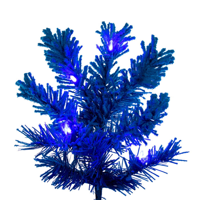 6'6"Hx27"W Flocked Pencil Fir Artificial Christmas Tree, LED Pre-Lit (Turquoise) -Turquoise - K223066LED
