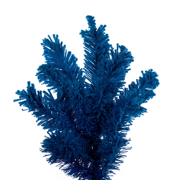 4'6"Hx24"W Flocked Slim Fir Artificial Christmas Tree, Unlit -Turquoise - K223145