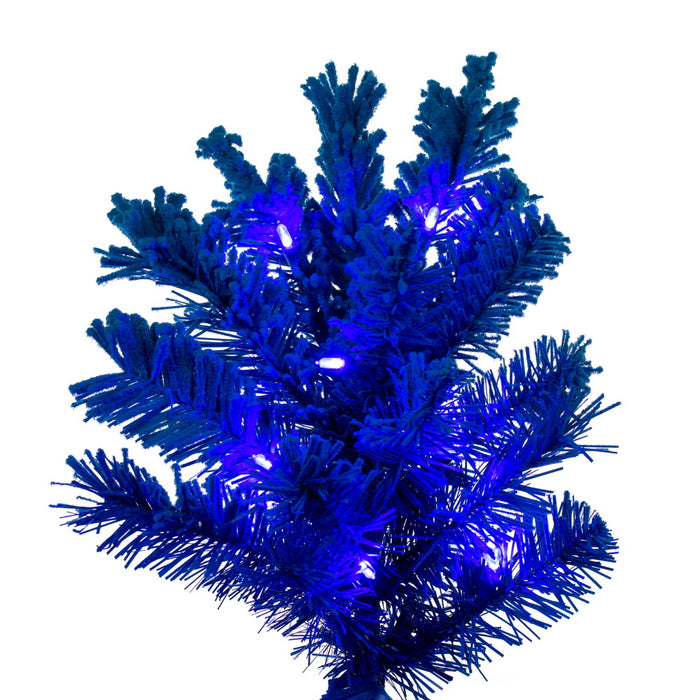 9'Hx48"W Flocked Slim Fir Artificial Christmas Tree, LED Pre-Lit (Turquoise) -Turquoise - K223181LED
