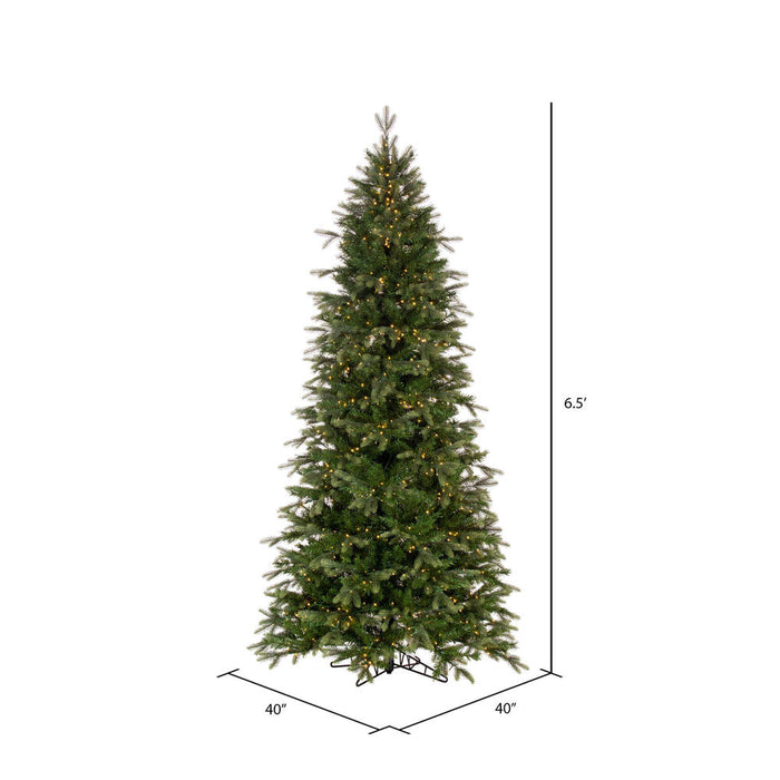 6'6"Hx40"W PE Slim Douglas Fir Artificial Christmas Tree, LED Pre-Lit -Green - K224066LED