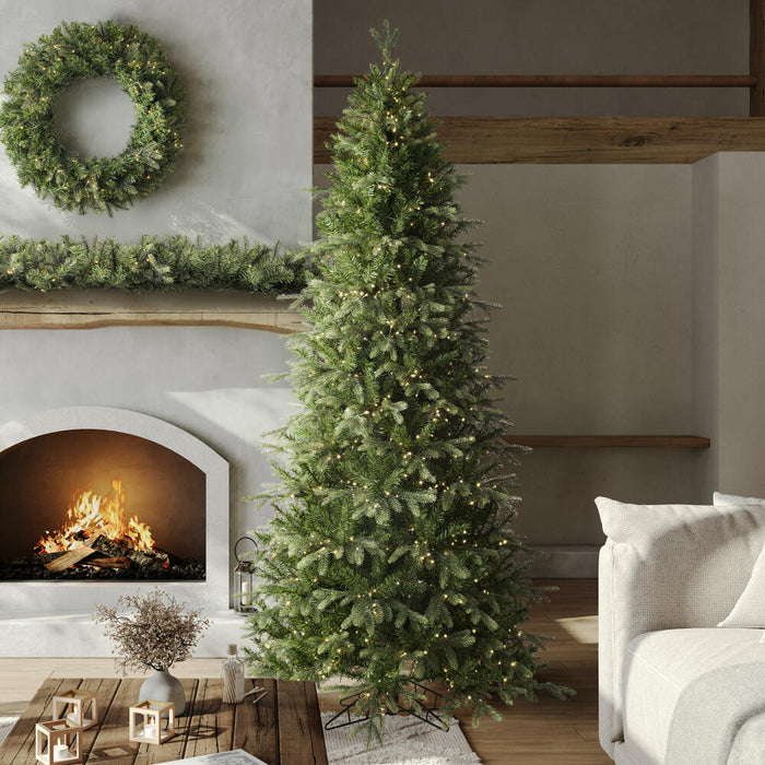 6'6"Hx40"W PE Slim Douglas Fir Artificial Christmas Tree, LED Pre-Lit -Green - K224066LED