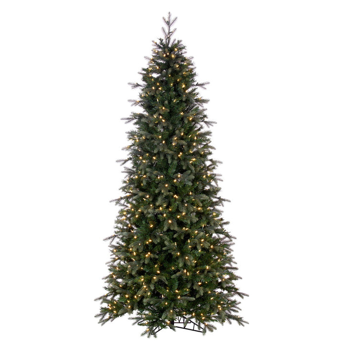 7'6"Hx44"W PE Slim Douglas Fir Artificial Christmas Tree, LED Pre-Lit -Green - K224076LED