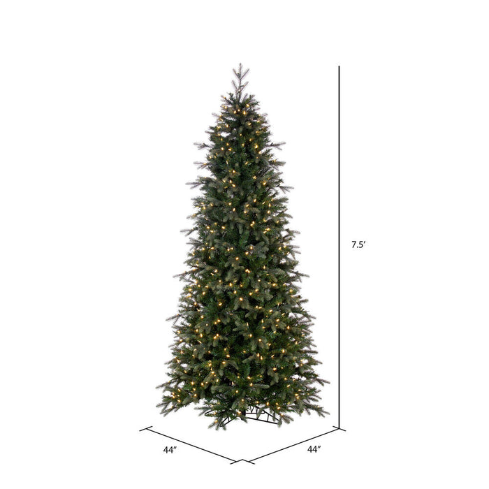 7'6"Hx44"W PE Slim Douglas Fir Artificial Christmas Tree, LED Pre-Lit -Green - K224076LED