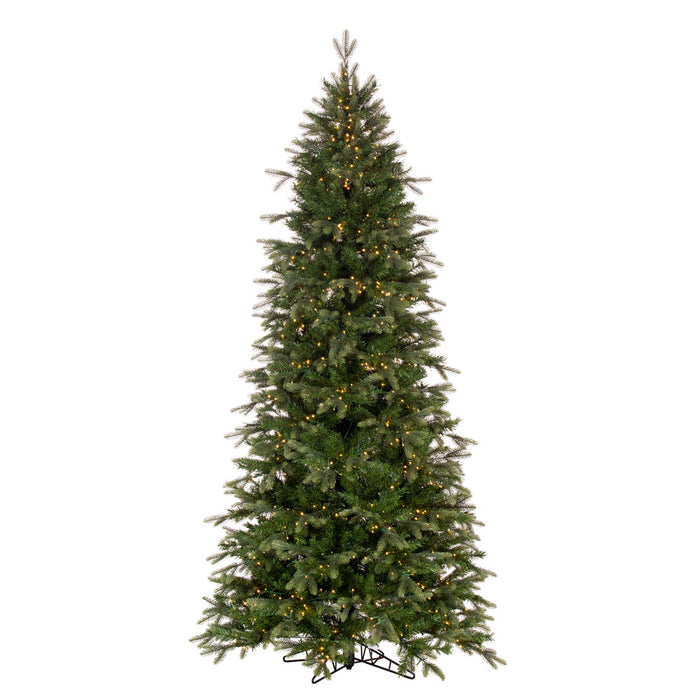 14'Hx73"W PE Slim Douglas Fir Artificial Christmas Tree, Micro LED Pre-Lit -Green - K224096LED