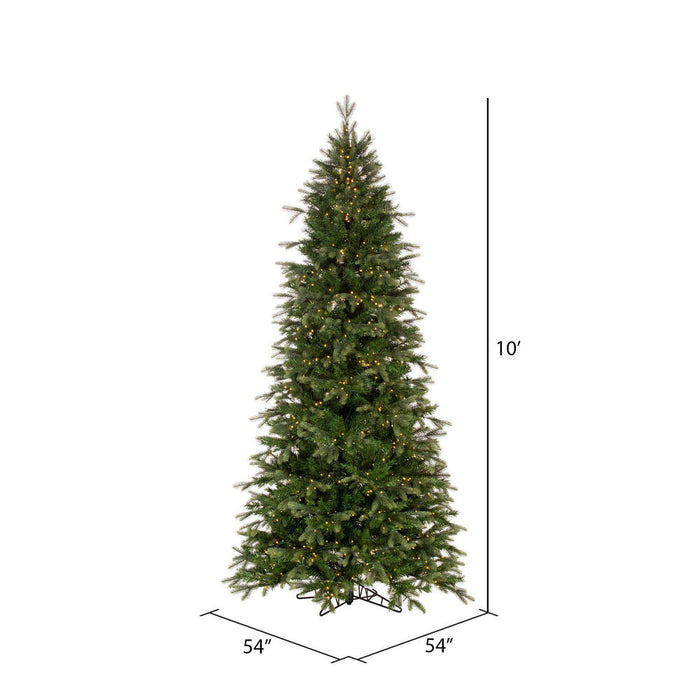 10'Hx54"W PE Slim Douglas Fir Artificial Christmas Tree, LED Pre-Lit -Green - K224086LED