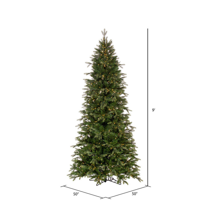 9'Hx50"W PE Slim Douglas Fir Artificial Christmas Tree, LED Pre-Lit -Green - K224081LED
