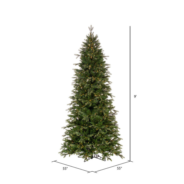 9'Hx50"W PE Slim Douglas Fir Artificial Christmas Tree, Micro LED Pre-Lit -Green - K224083LED