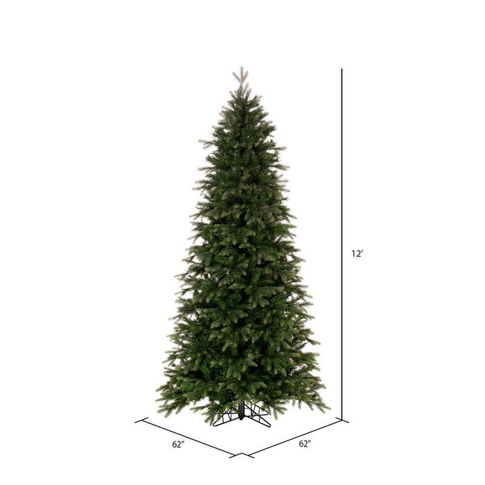 12'Hx62"W PE Slim Douglas Fir Artificial Christmas Tree, Unlit -Green - K224090