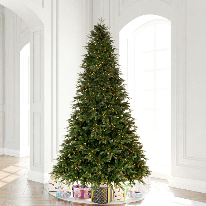 9'Hx66"W PE Douglas Fir Artificial Christmas Tree, Micro LED Pre-Lit -Green - K224183LED