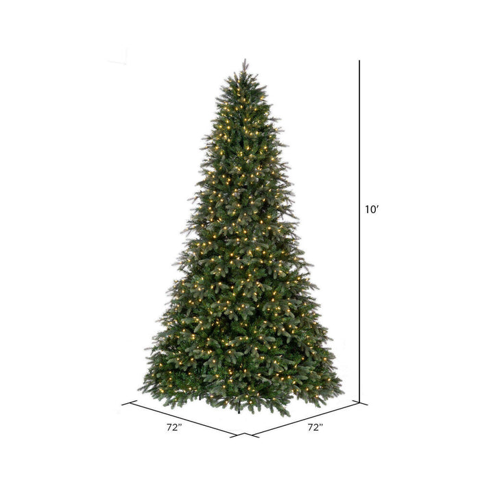 10'Hx72"W PE Douglas Fir Artificial Christmas Tree, Micro LED Pre-Lit -Green - K224188LED