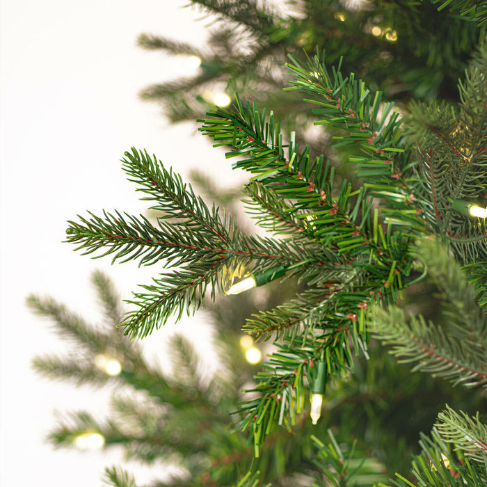 7'6"Hx56"W PE Douglas Fir Artificial Christmas Tree, Micro LED Pre-Lit -Green - K224178LED