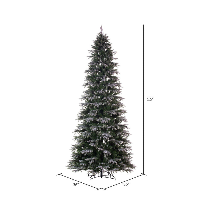 5'6"Hx36"W PE Frosted Slim Douglas Fir Artificial Christmas Tree, Unlit -Green - K224555