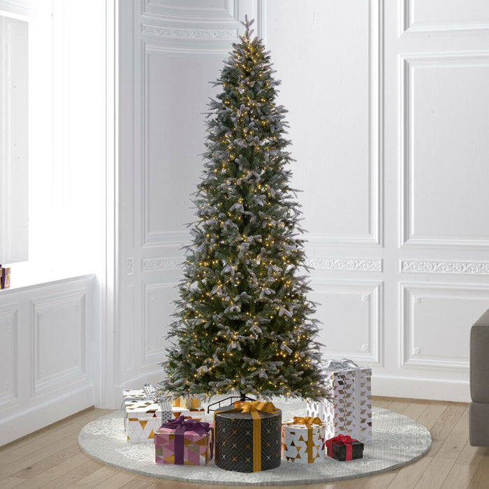 5'6"Hx36"W PE Frosted Slim Douglas Fir Artificial Christmas Tree, Micro LED Pre-Lit -Green - K224558LED