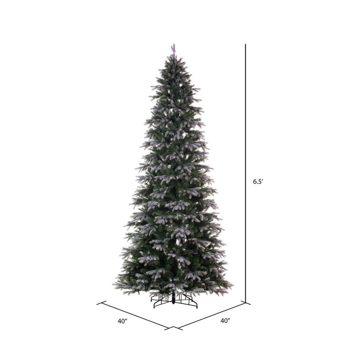 6'6"Hx40"W PE Frosted Slim Douglas Fir Artificial Christmas Tree, Unlit -Green - K224565