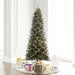 6'6"Hx40"W PE Frosted Slim Douglas Fir Artificial Christmas Tree, Micro LED Pre-Lit -Green - K224568LED