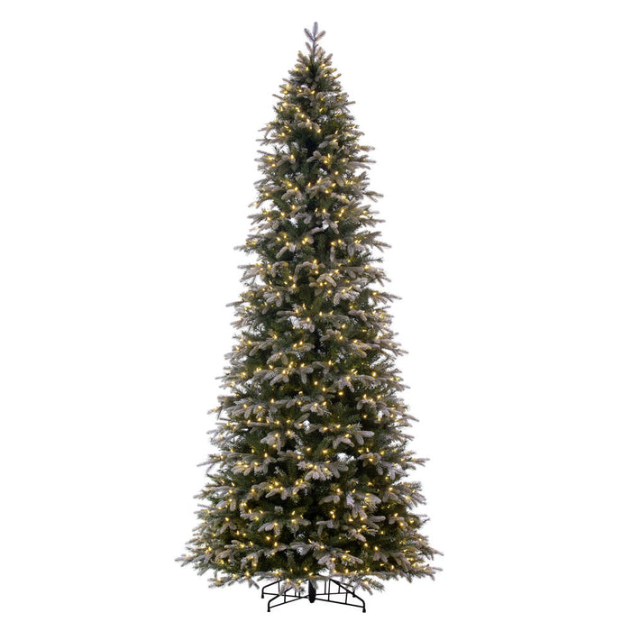 10'Hx54"W PE Frosted Slim Douglas Fir Artificial Christmas Tree, LED Pre-Lit -Green - K224586LED