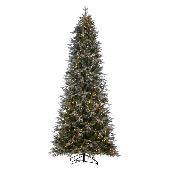 7'6"Hx44"W PE Frosted Slim Douglas Fir Artificial Christmas Tree, LED Pre-Lit -Green - K224576LED