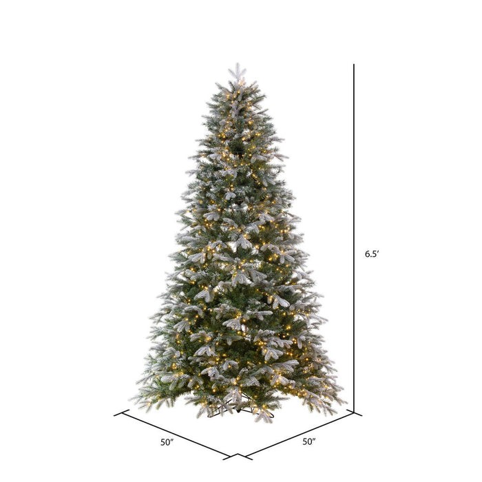 6'6"Hx50"W PE Frosted Douglas Fir Artificial Christmas Tree, Micro LED Pre-Lit -Green - K224668LED