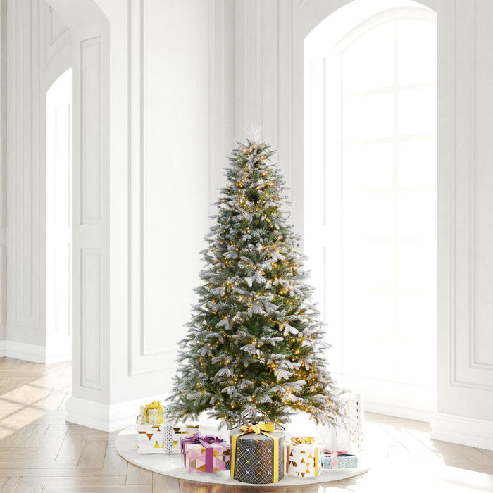 6'6"Hx50"W PE Frosted Douglas Fir Artificial Christmas Tree, Micro LED Pre-Lit -Green - K224668LED