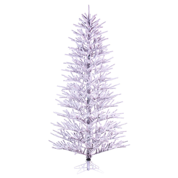 7'6"Hx46"W Flocked Slim Pistol Pine Artificial Christmas Tree, Unlit -White - K226075