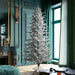 7'6"Hx46"W Flocked Slim Pistol Pine Artificial Christmas Tree, Micro LED Pre-Lit -White - K226076LED