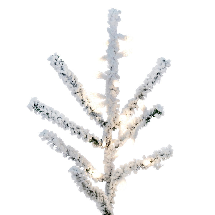 4'6"Hx34"W Flocked Slim Pistol Pine Artificial Christmas Tree, Micro LED Pre-Lit -White - K226046LED