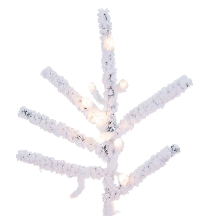 5'6"Hx38"W Flocked Slim Pistol Pine Artificial Christmas Tree, Micro LED Pre-Lit (Multi-Mode) -White - K226058LEDCC